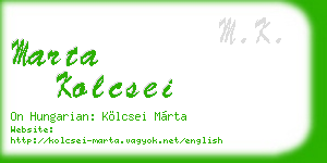 marta kolcsei business card